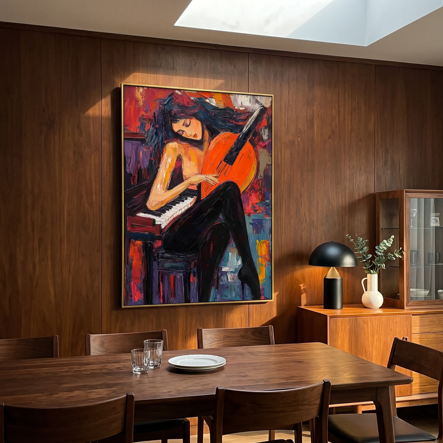 Melody in Red Musician Canvas Art