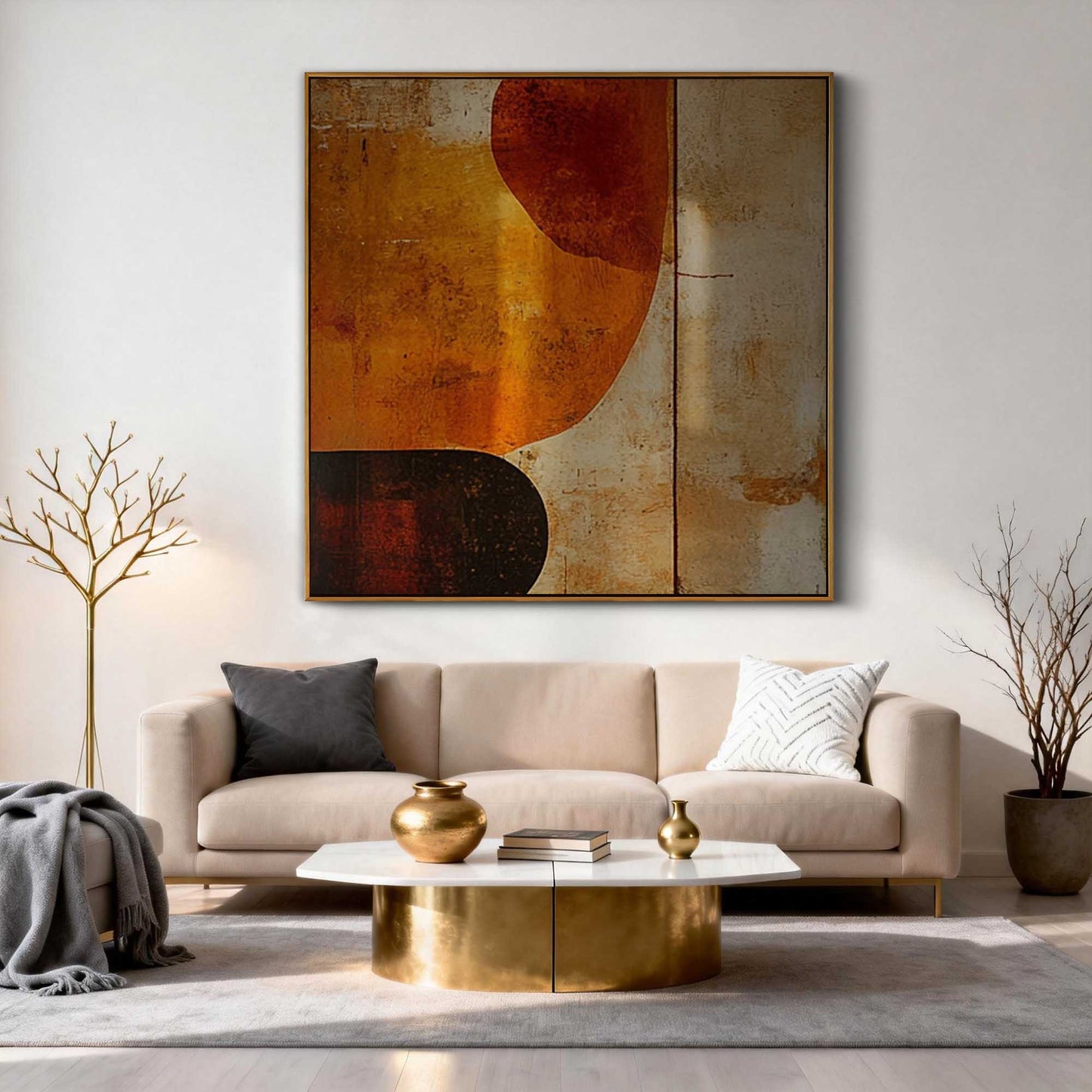 Amber Geometric Abstract Painting