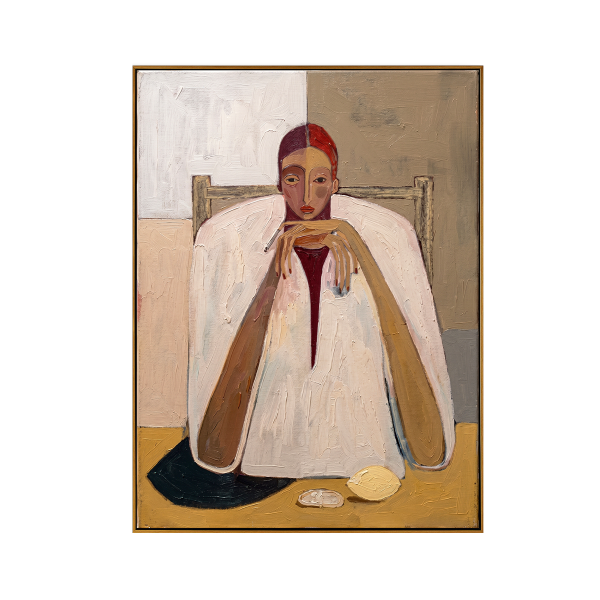 Contemplative Lemon Portrait Canvas Art