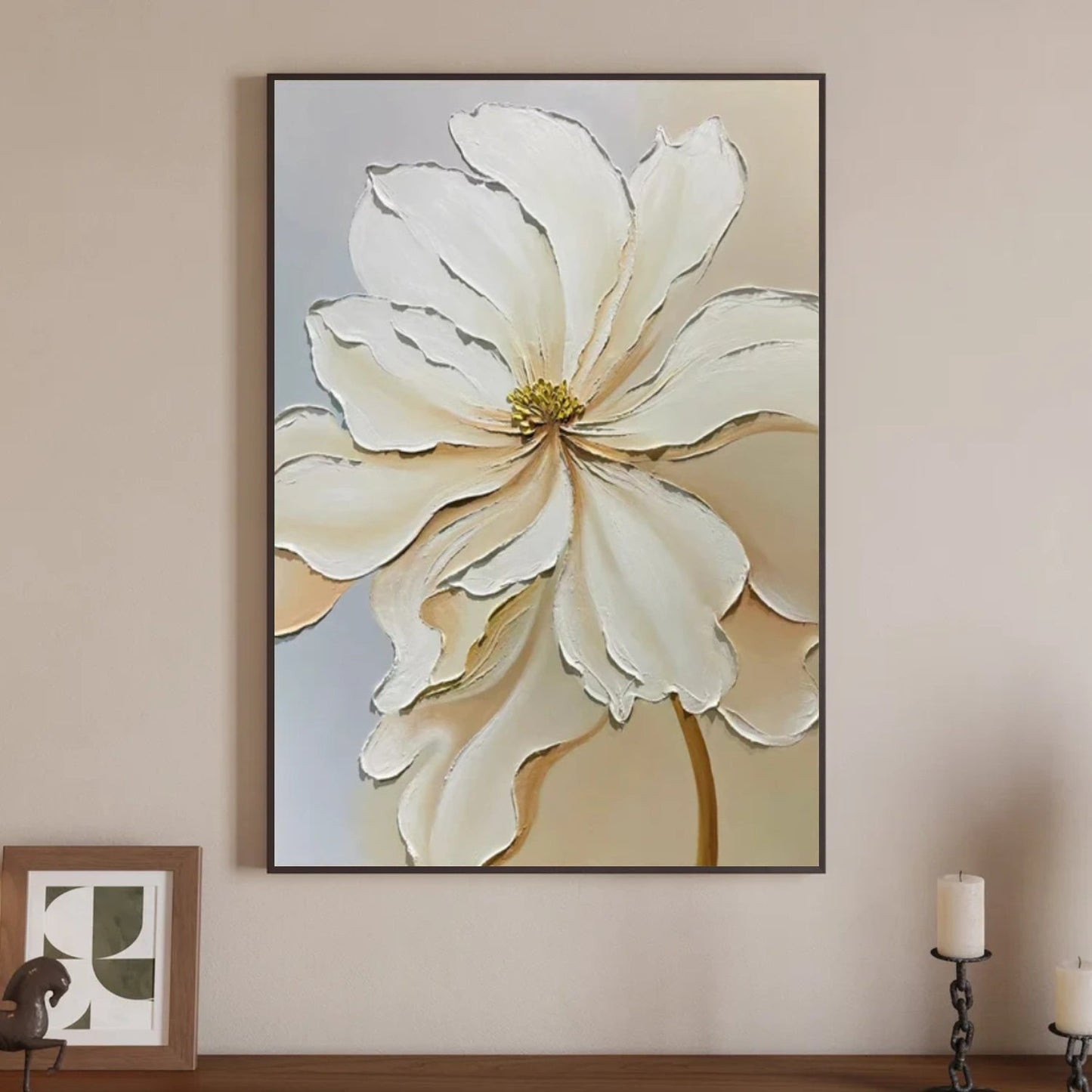Soft Light White Petal Abstract Painting