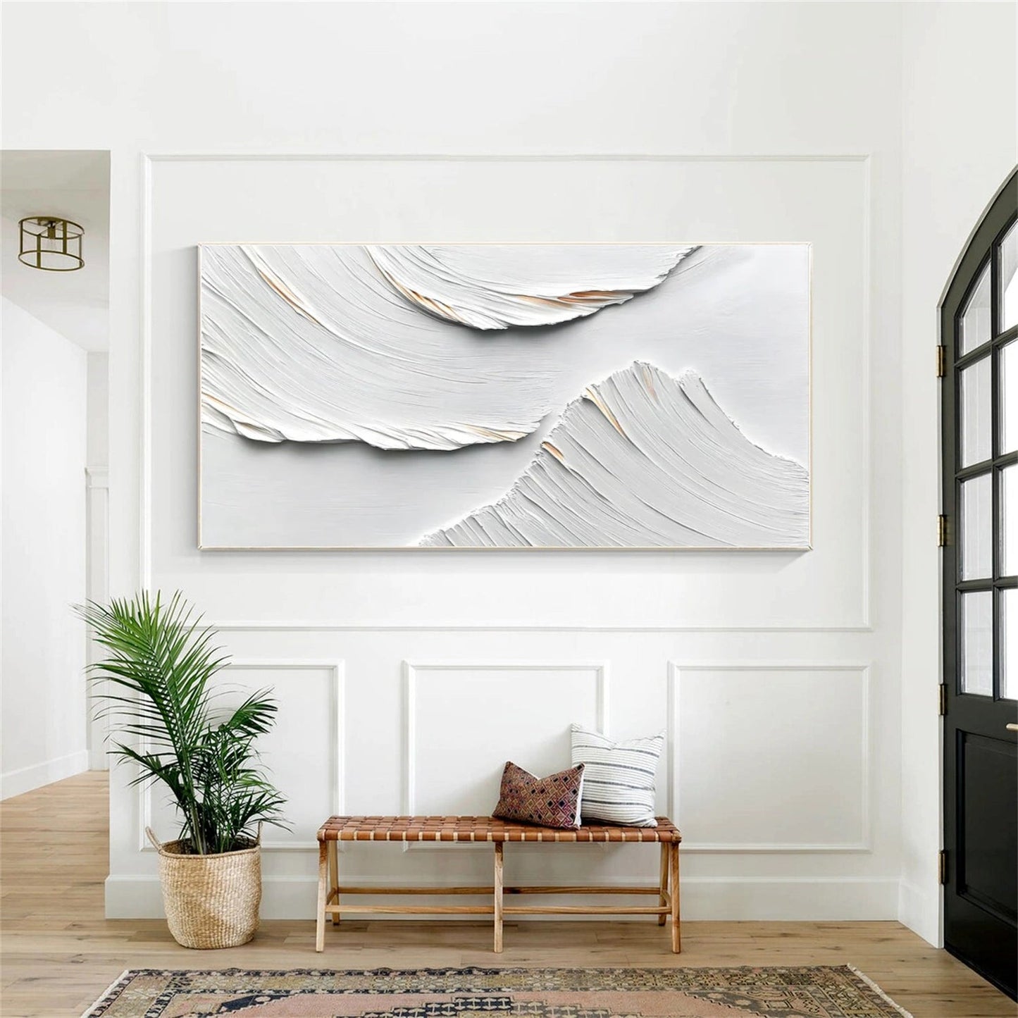 Ivory Ridge White Textured Abstract Painting