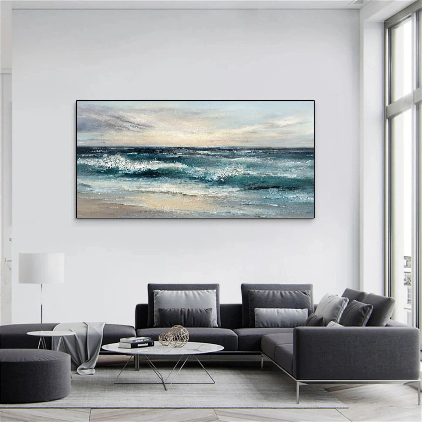 Azure Drift Coastal Seascape Painting