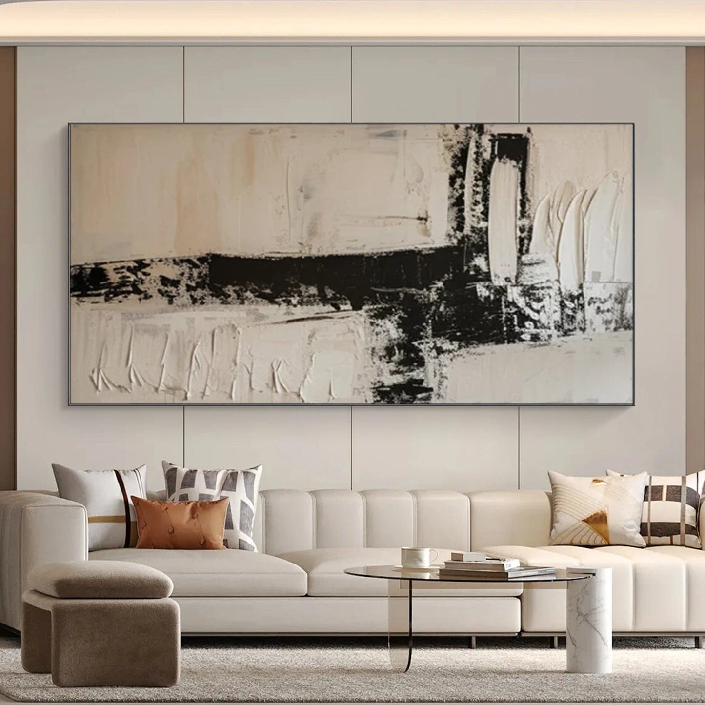 Monochrome Grid Abstract Painting