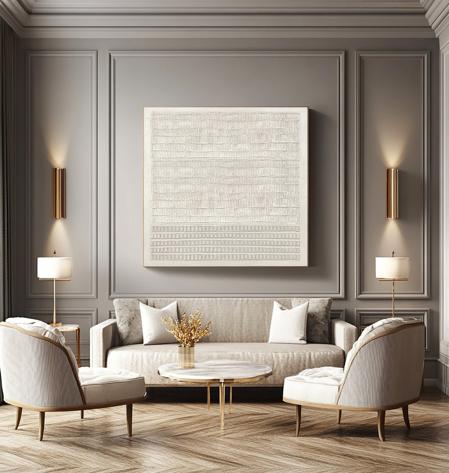 Ivory Grid Harmony Minimal Painting