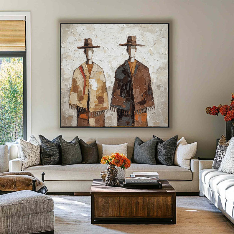 Twin Tradition – Textured Cultural Figurative Painting