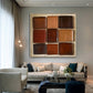 Caramel Nine-Block Textured Abstract Painting