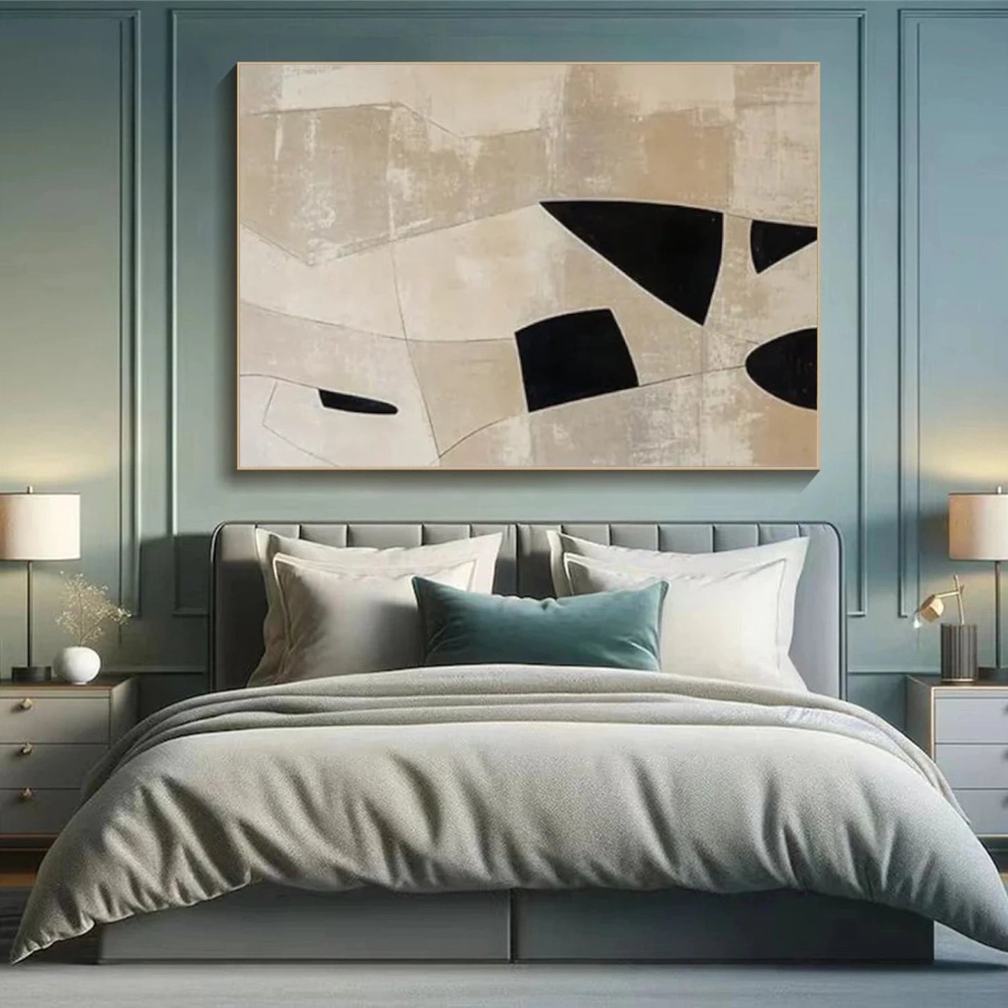 Soft Divide Beige Geometric Abstract Painting