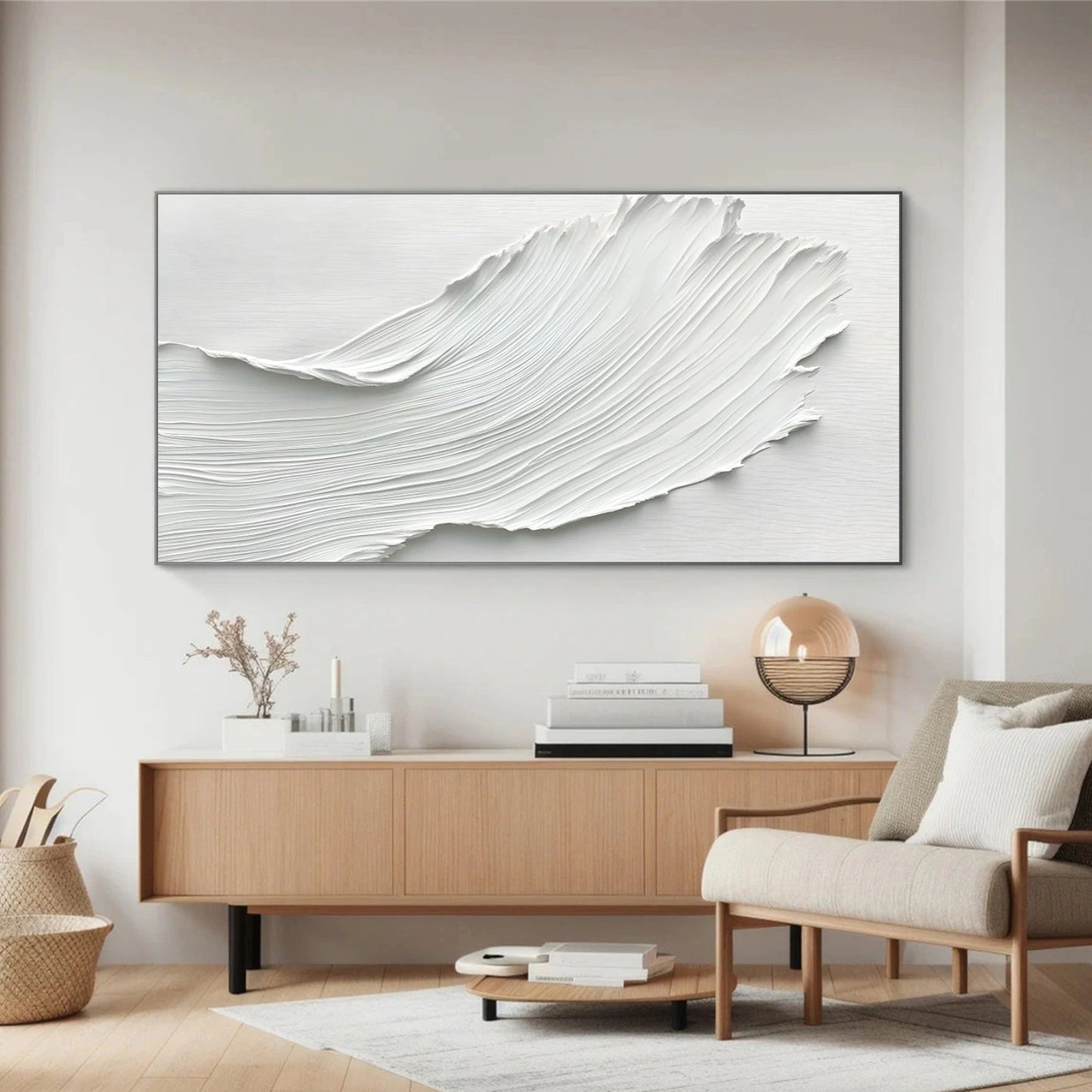 Silent Wave White Textured Abstract Painting