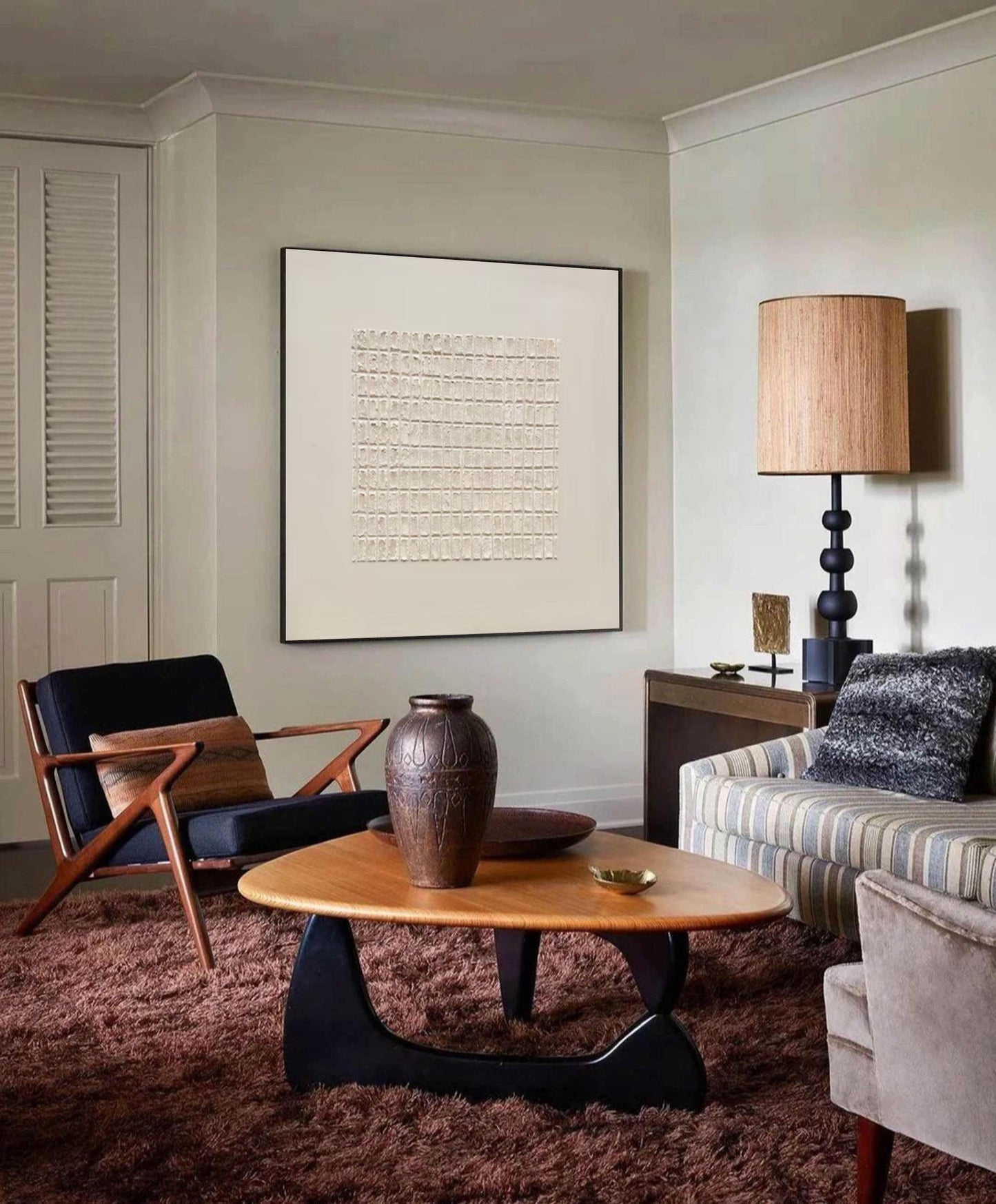 Centered Silence Grid Textured Painting