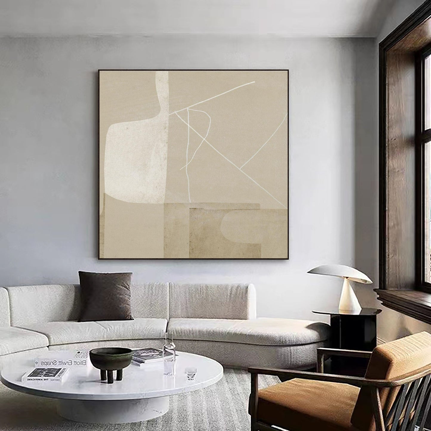 Soft Taupe Minimal Abstract Painting