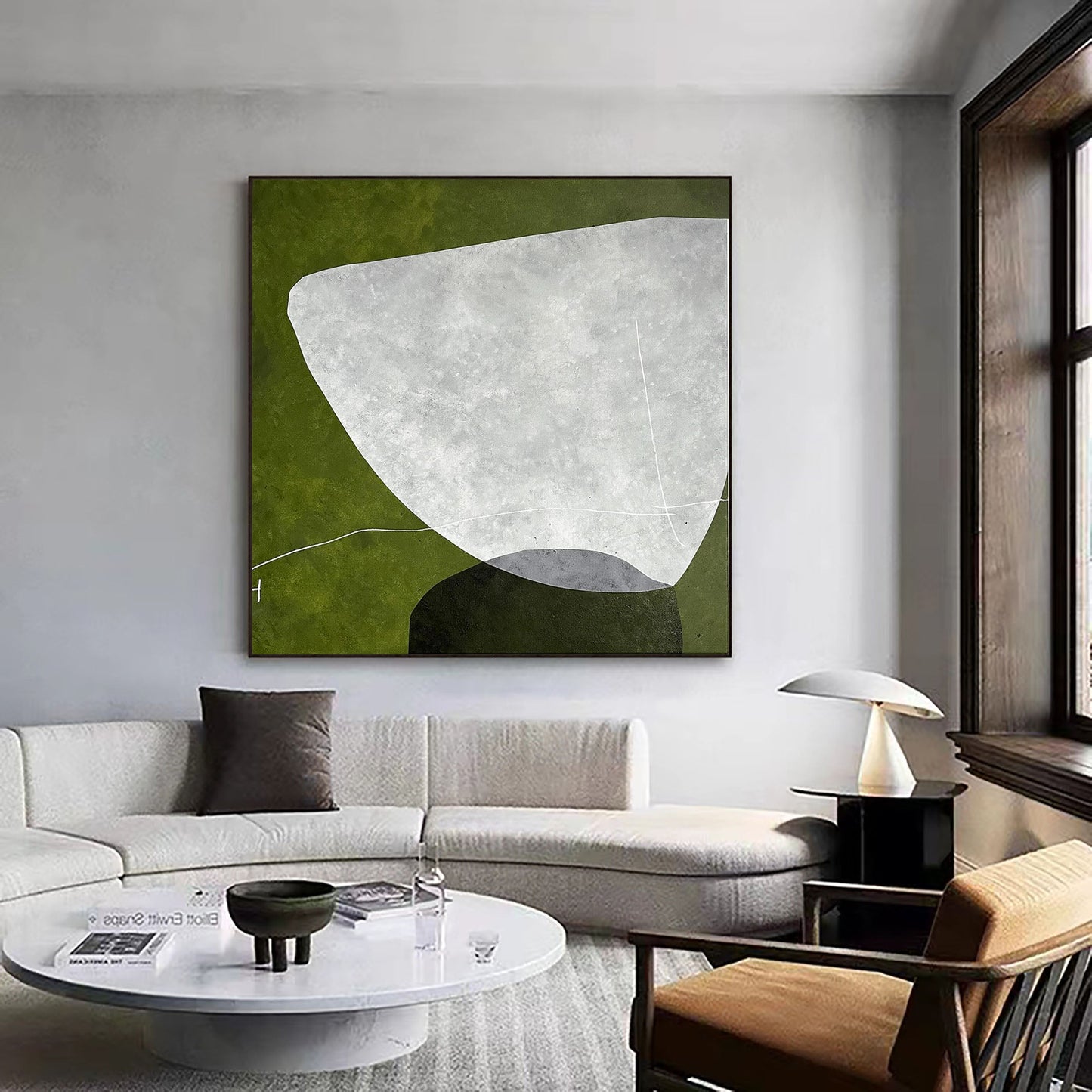 Olive Stillness Abstract Painting
