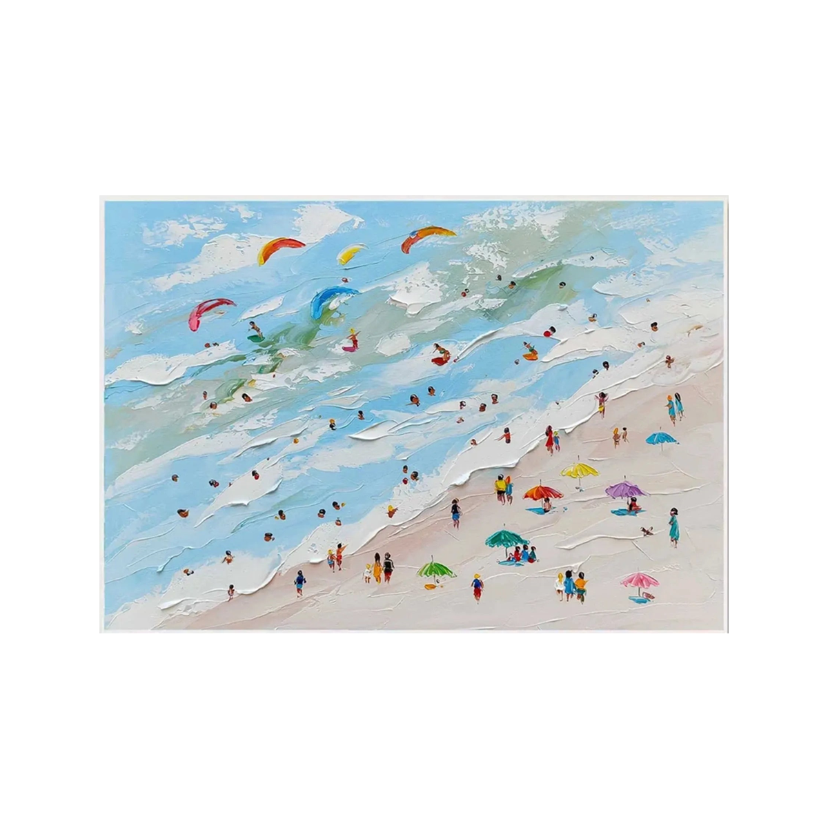 Azure Surf-Textured Beach Painting