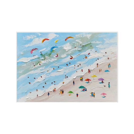 Azure Surf-Textured Beach Painting