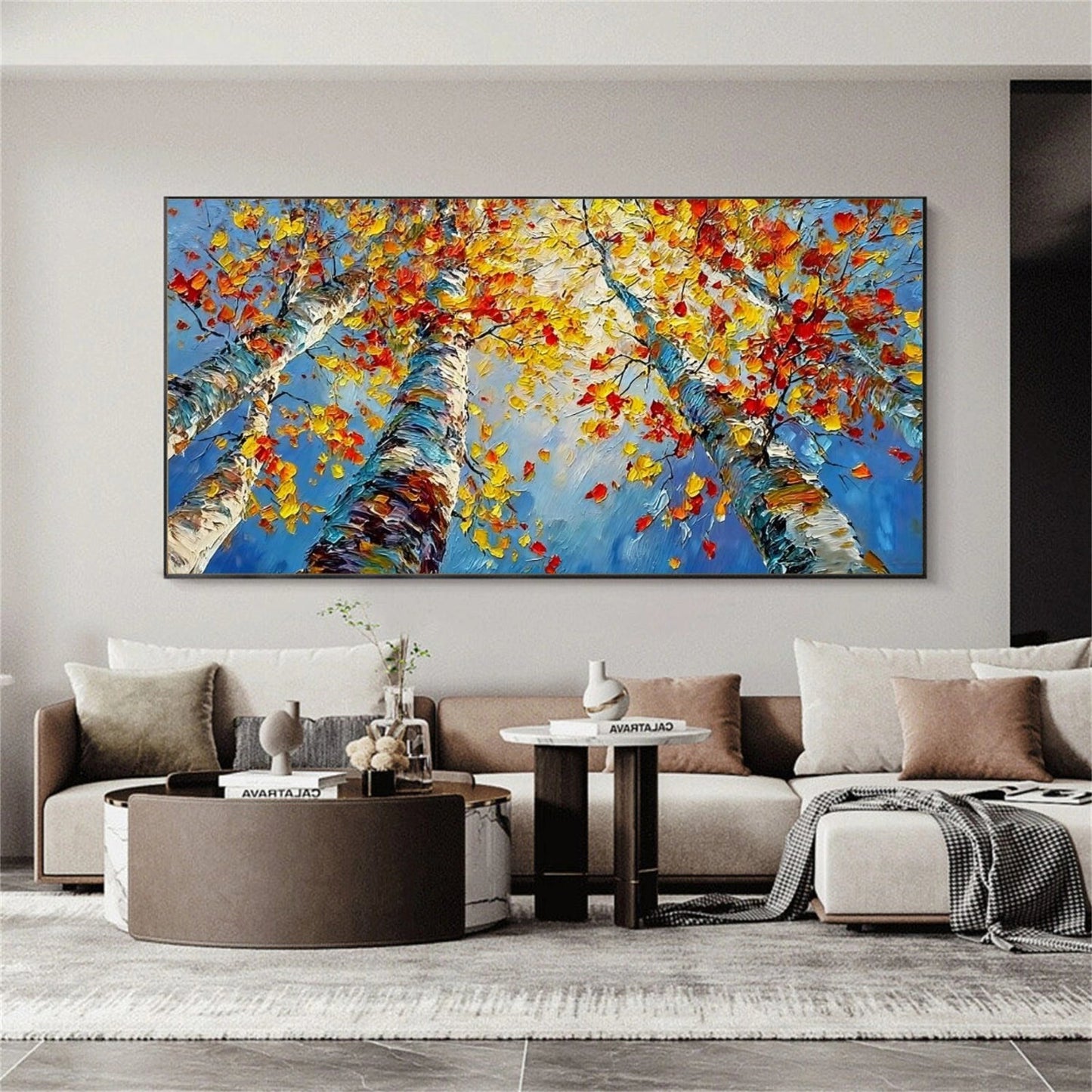 Autumn Canopy Skyward Abstract Painting