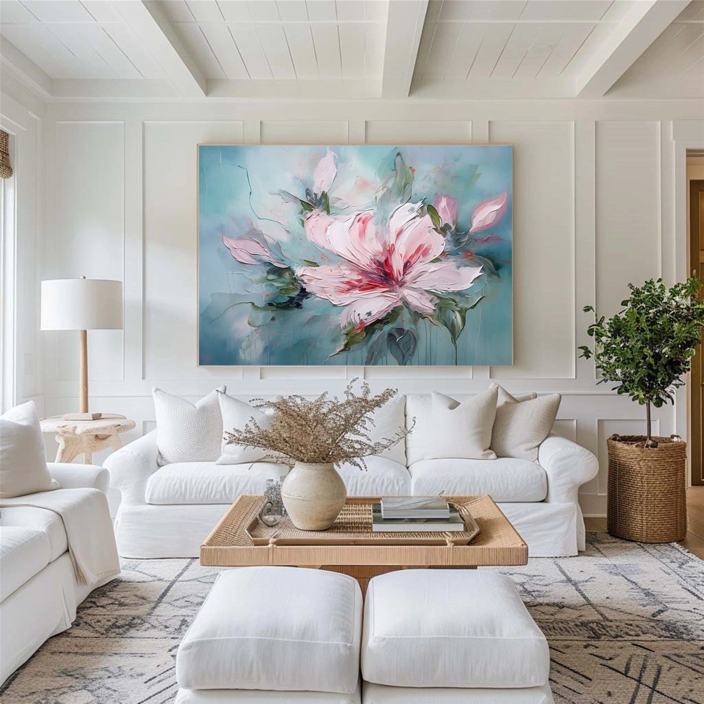 Azure Petal Blush Abstract Painting