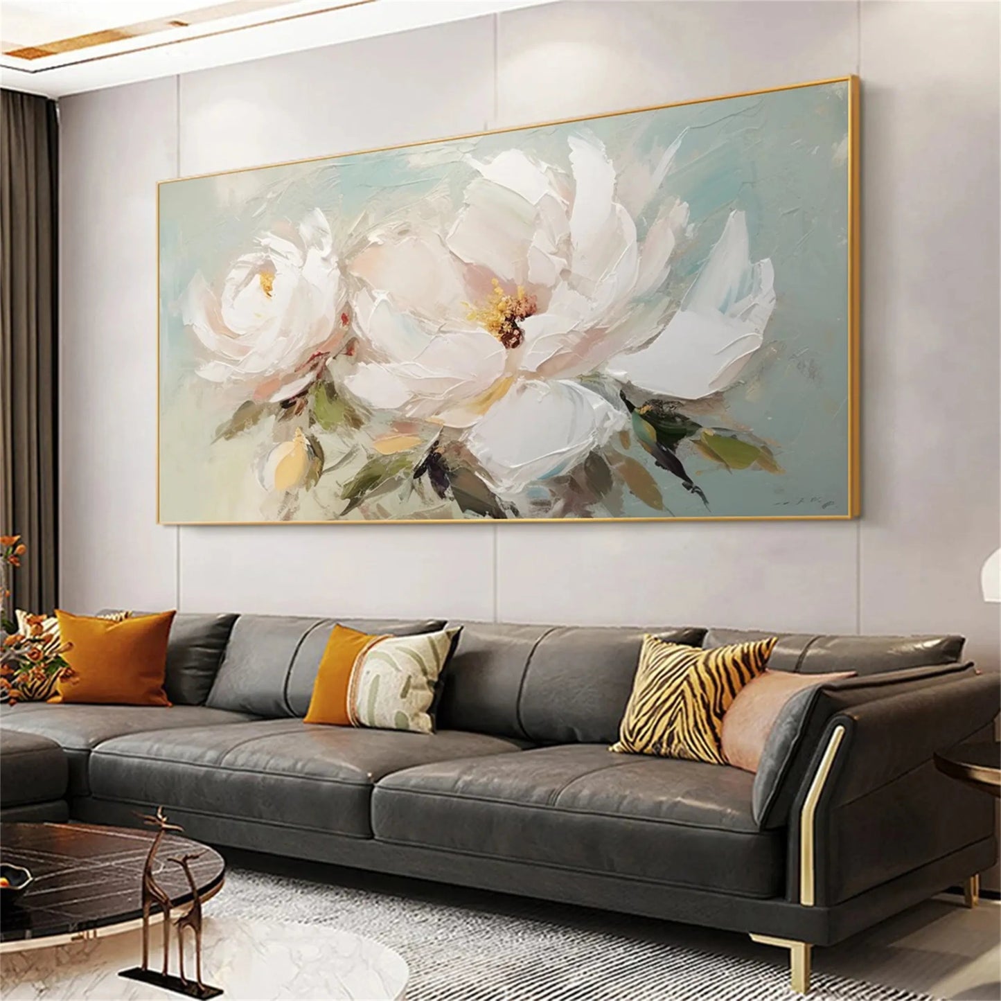 Ivory Whisper White Floral Abstract Painting