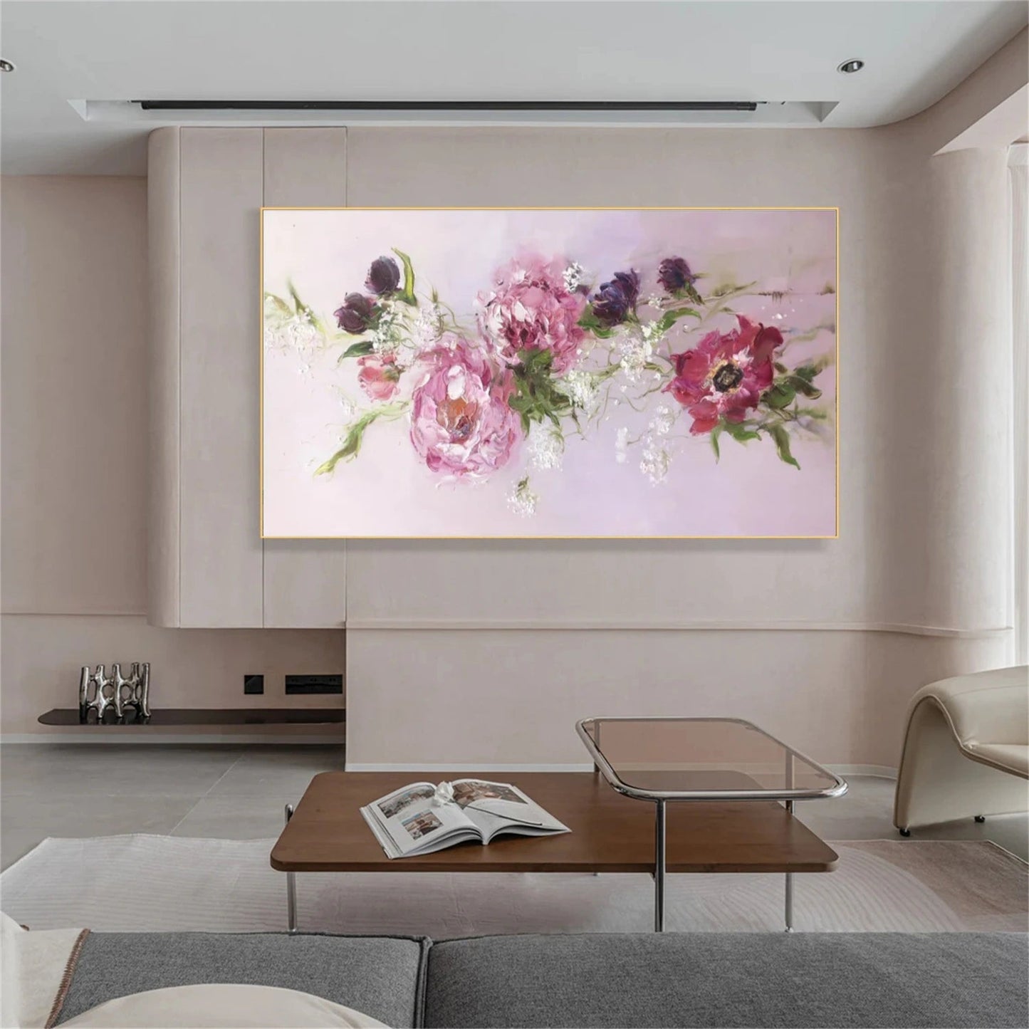 Blush Bloom Garden – Textured Floral Painting