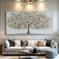 Serene Silver Leaf Tree Abstract Painting