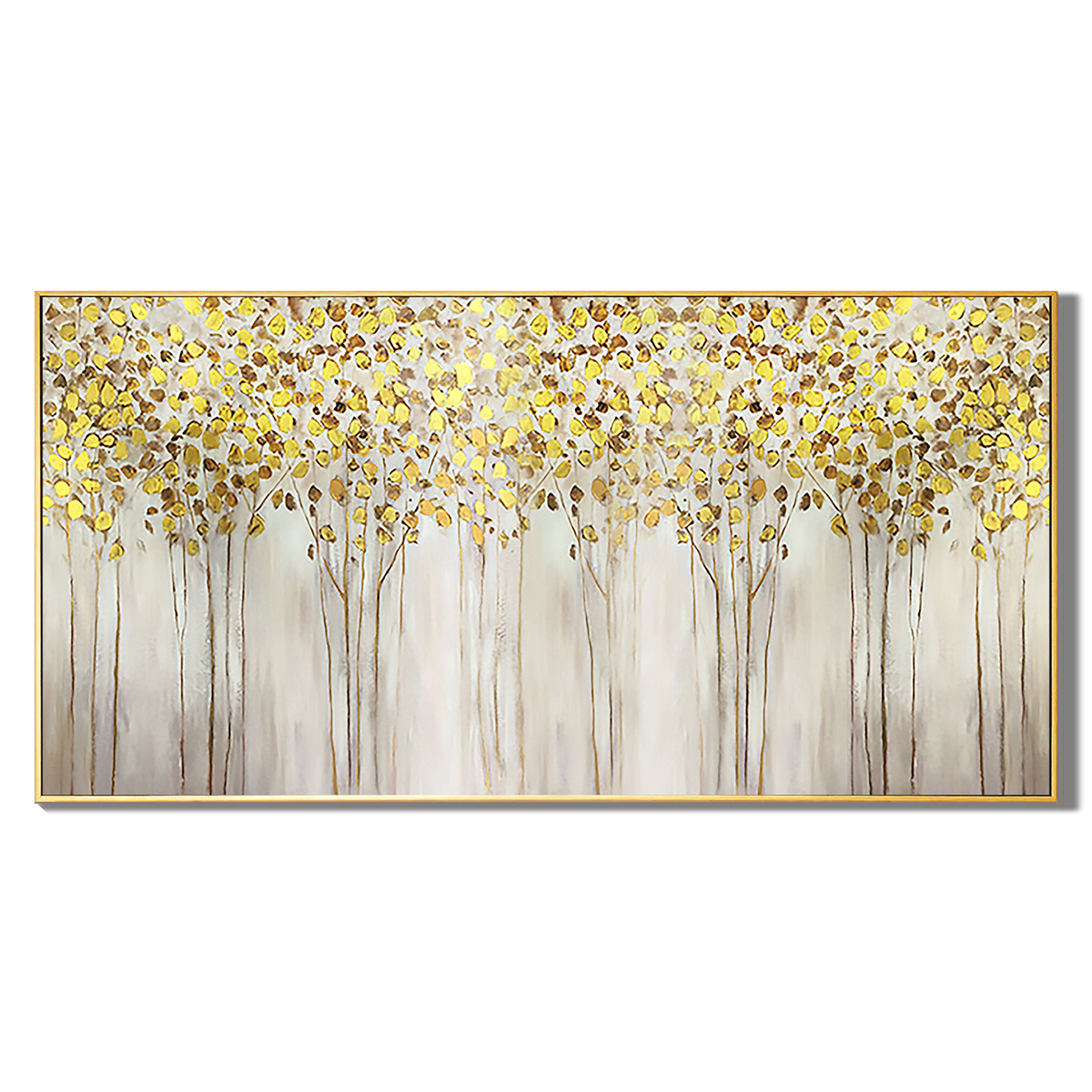 Golden Veil Abstract Forest Painting