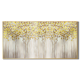 Golden Veil Abstract Forest Painting