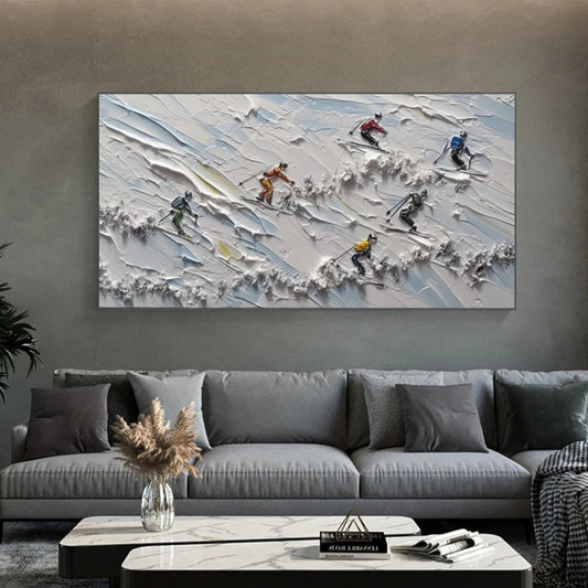 Powder Rush – Skiers Textured Winter Painting