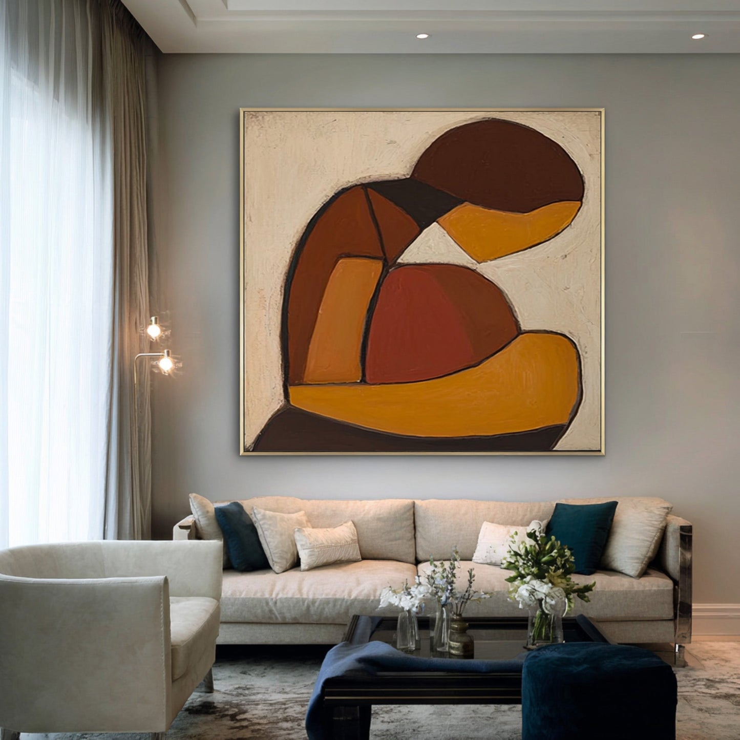 Cocoon Glow Ochre Figurative Painting