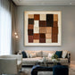 Mocha Patchwork Geometric Abstract Painting
