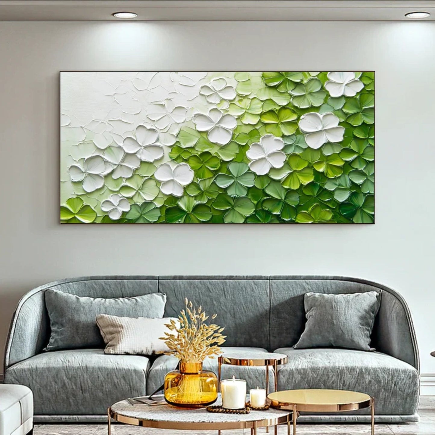 Emerald Bloom Flow Abstract Painting