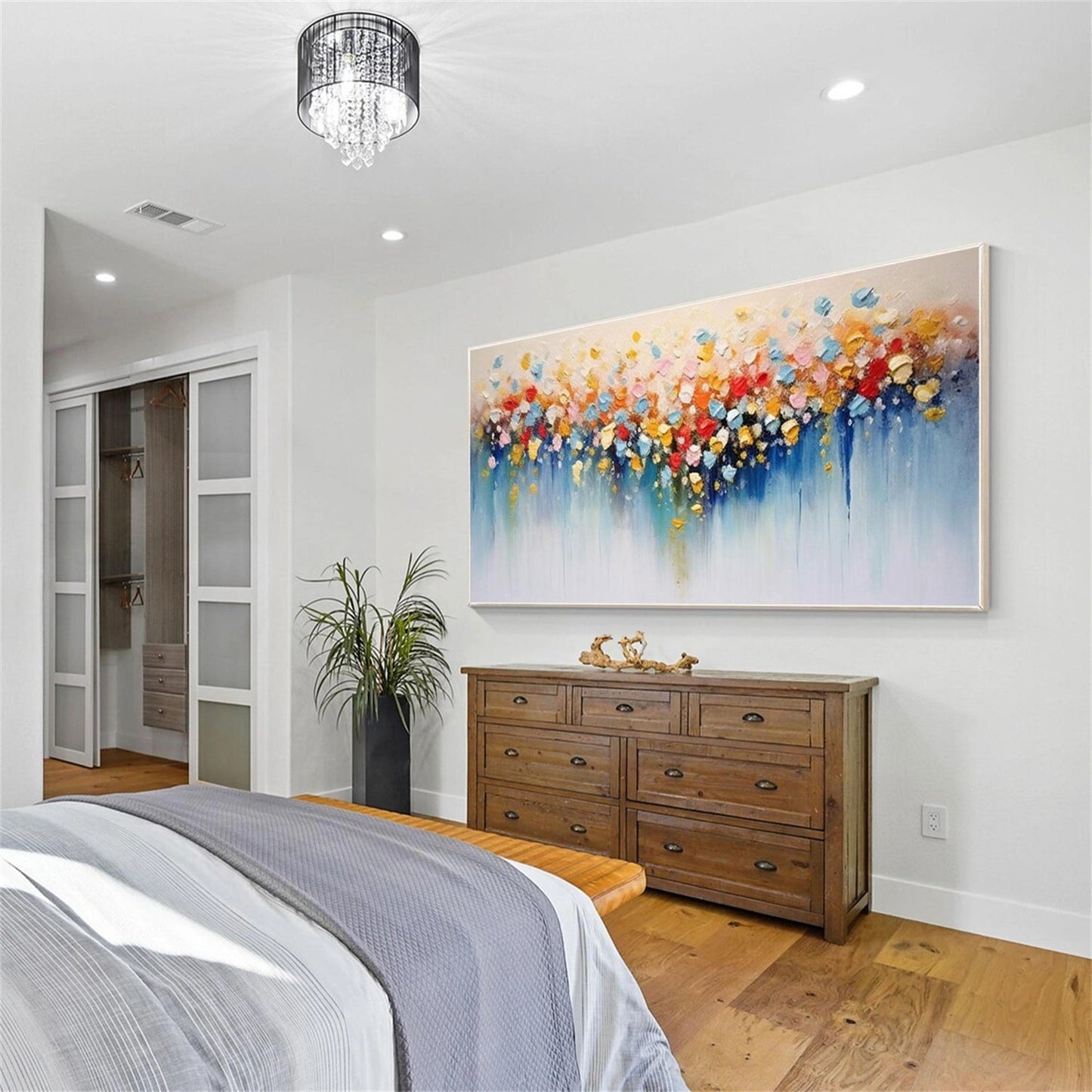 Golden Drift Blooms Abstract Painting