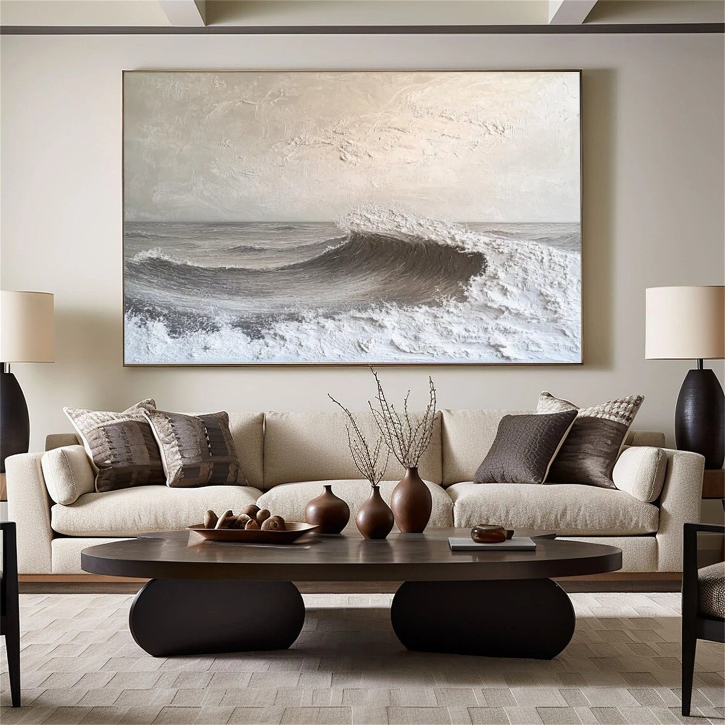 Quiet Tide Neutral Seascape Painting