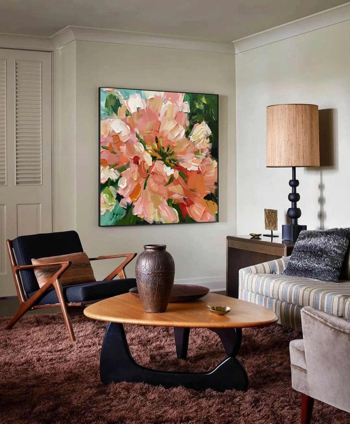 Sunlit Peach Bloom Floral Painting