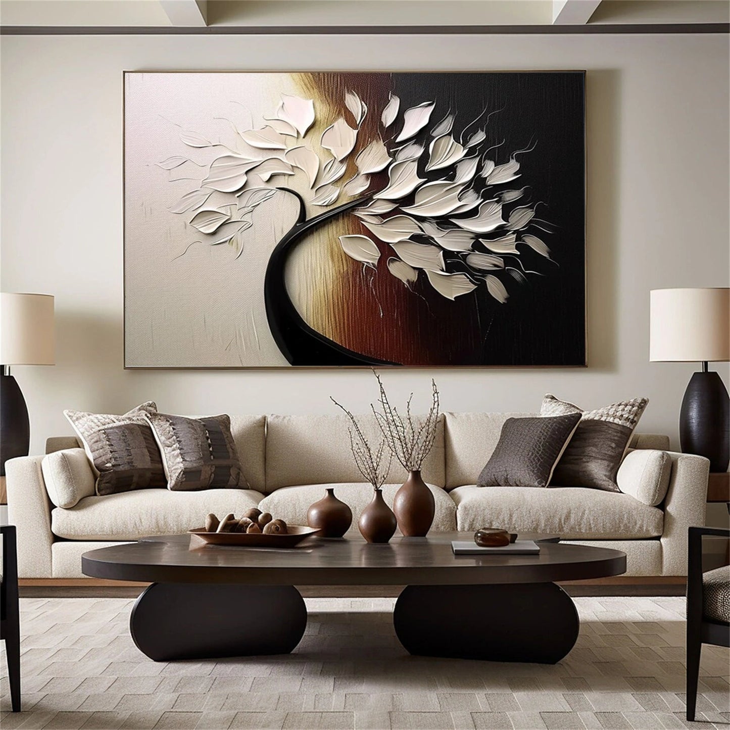 Ivory Flowing Canopy Abstract Painting