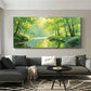 Sunlit Grove River Abstract Painting