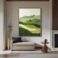 Quiet Green Ridge Abstract Landscape Painting