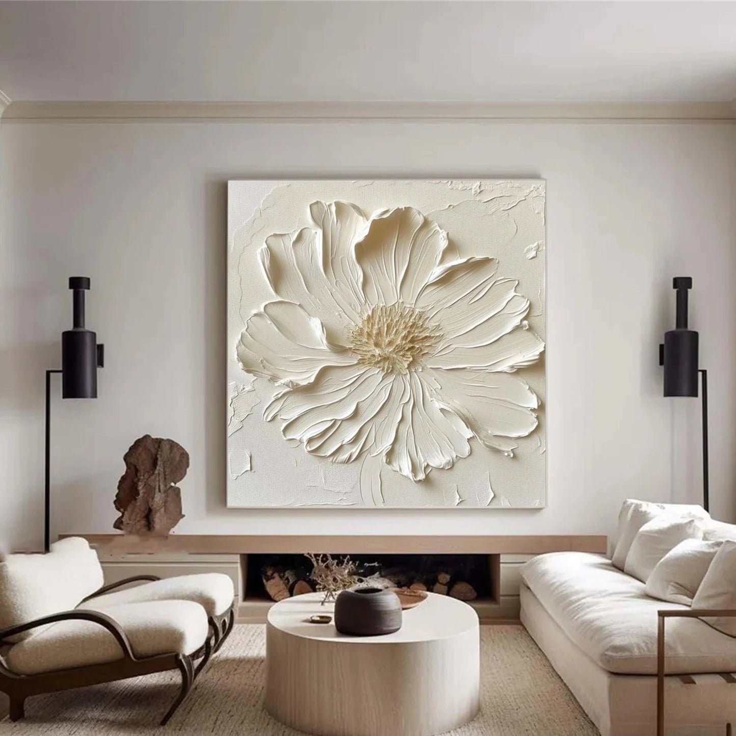 Cream Petal Serenity Floral Painting