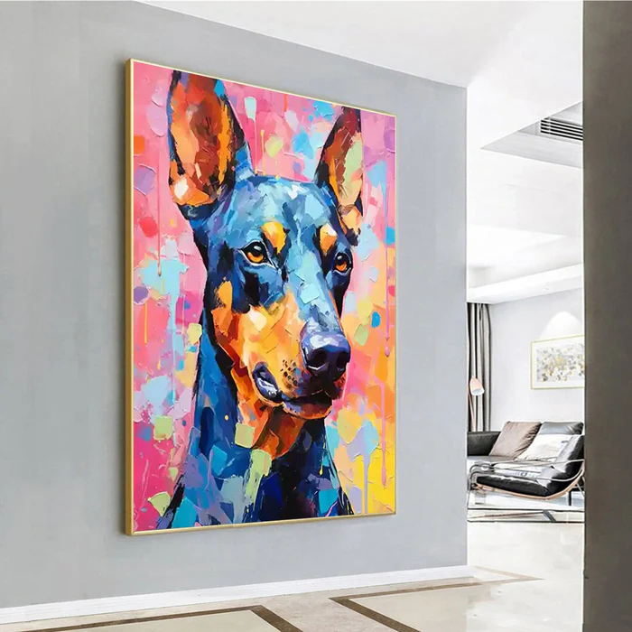 Bold Gaze Colorful Doberman Painting