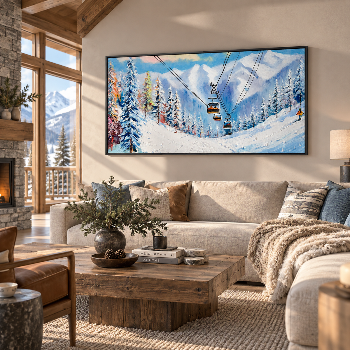 Winter Ski Resort Painting