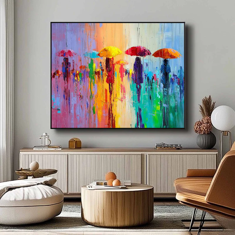 Colorful Umbrella Abstract Painting
