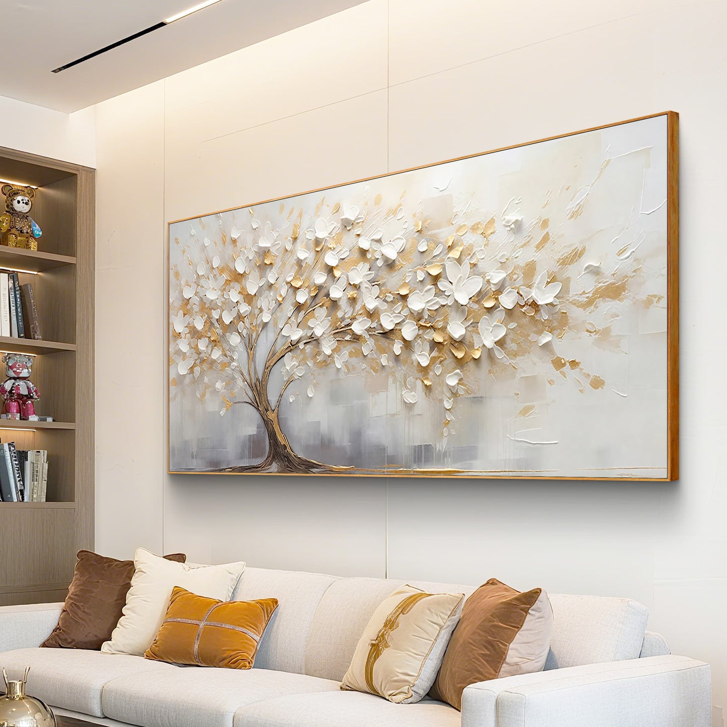 Golden Blossom Tree Impasto Canvas Art