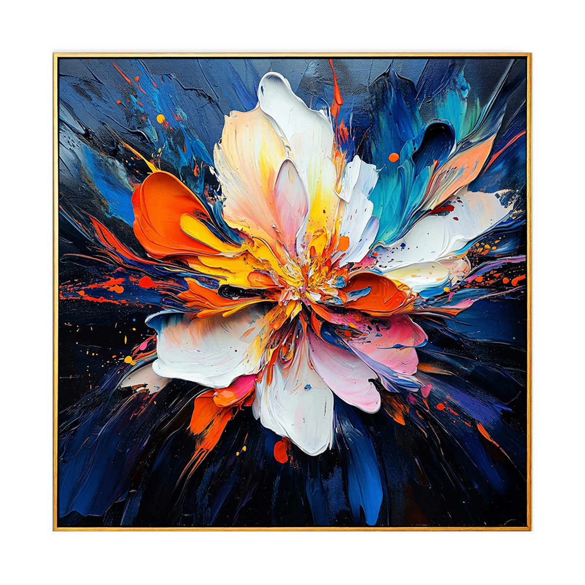 Cosmic Bloom Abstract Impasto Floral Painting