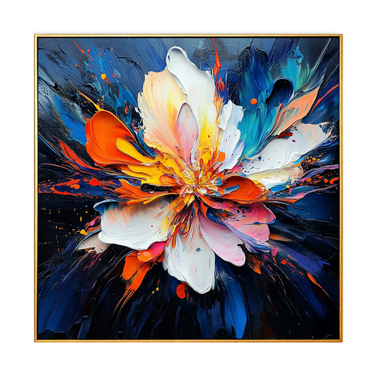 Cosmic Bloom Abstract Impasto Floral Painting