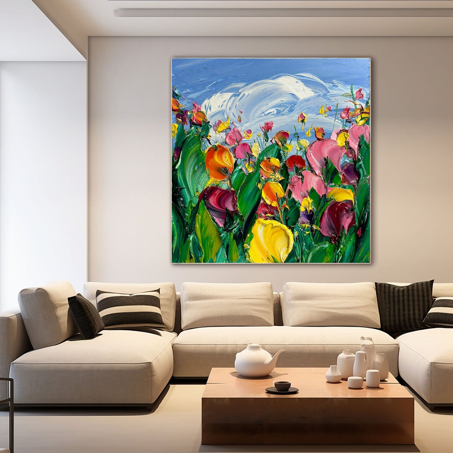 Sky Meadow Tulip Texture Painting