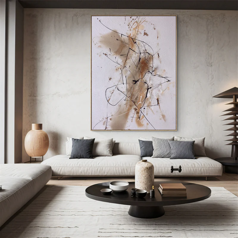 Chaotic Beige Abstract Painting