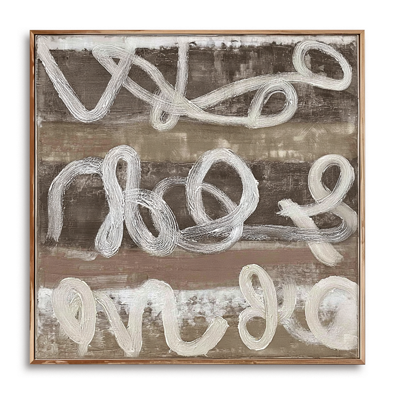 Abstract Line Pating Beige Abstract Line Painting – Boundless Motion Wall Art | Arteleer