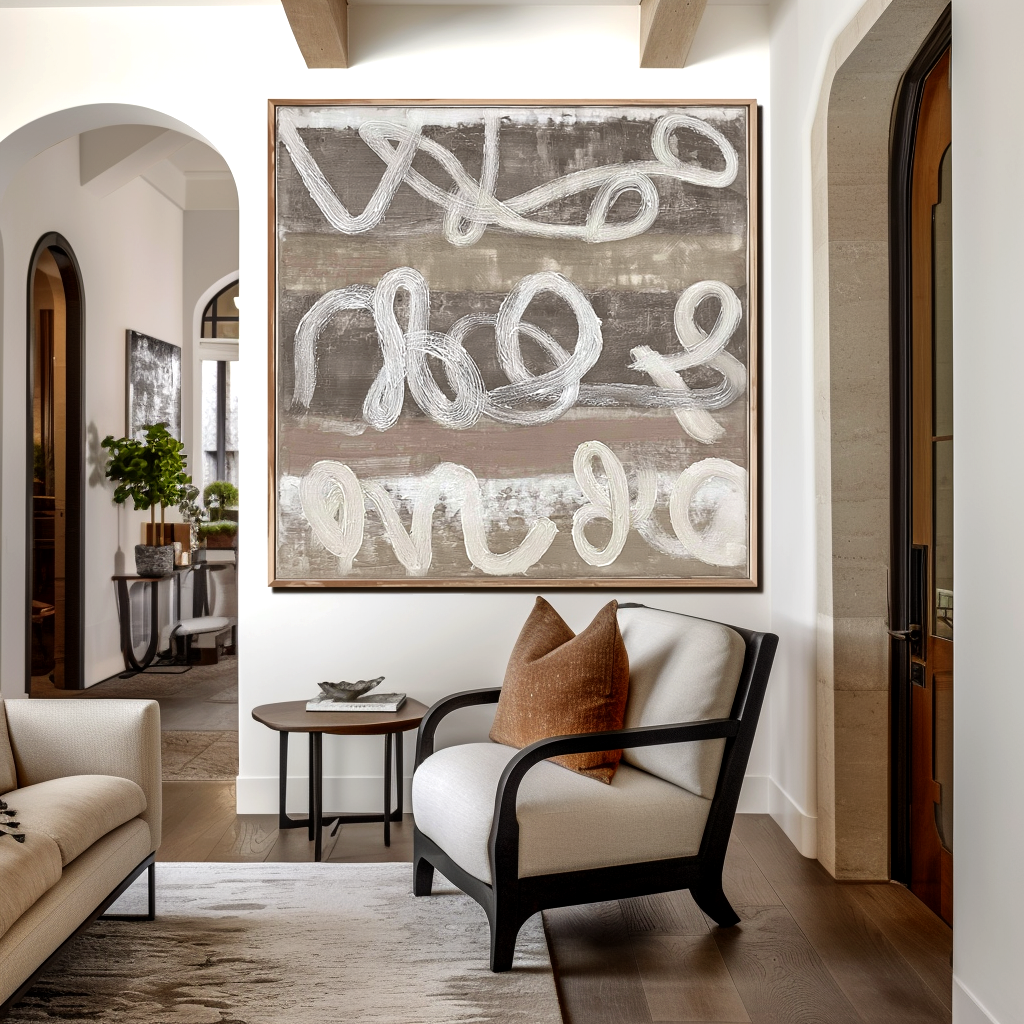 Beige Abstract Line Painting #ART51