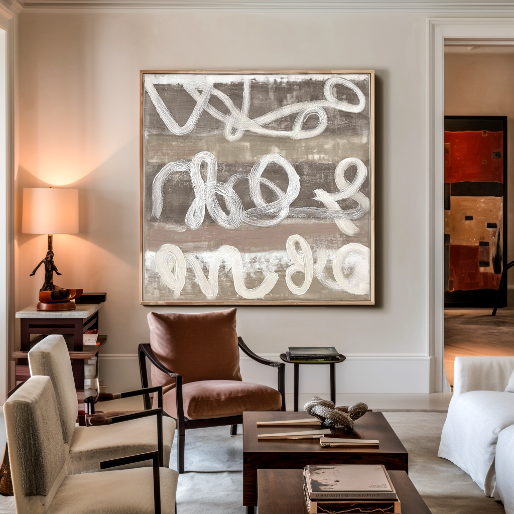 Beige Abstract Line Painting #ART51