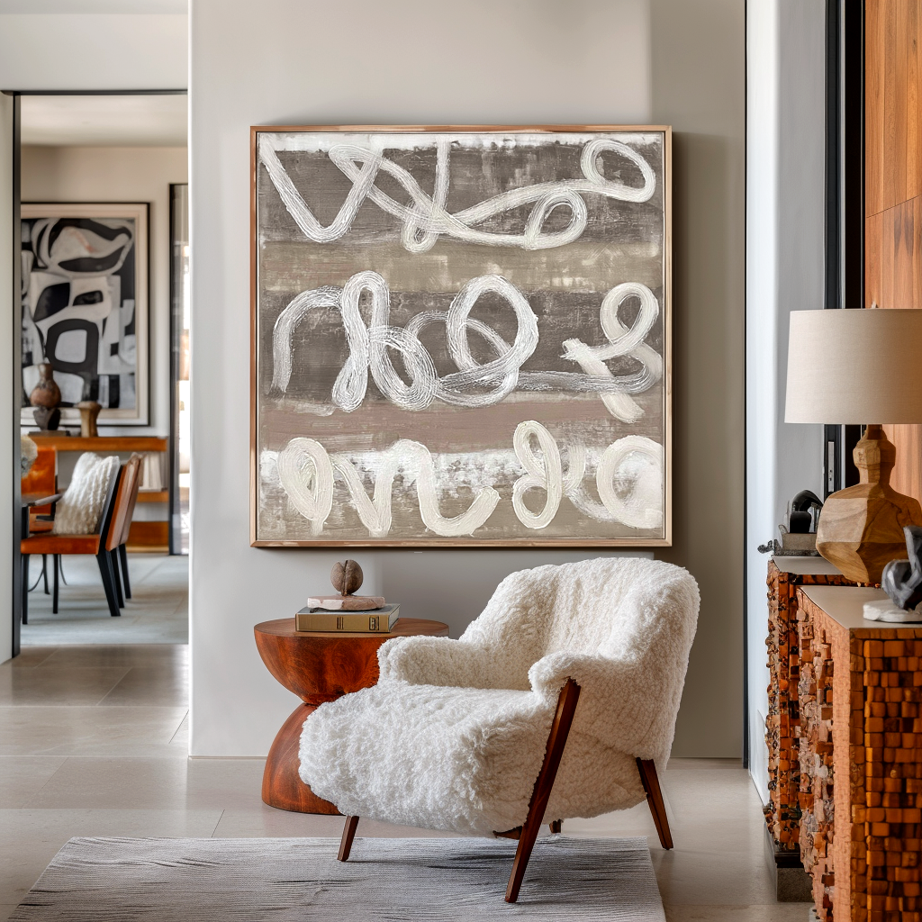 Beige Abstract Line Painting #ART51