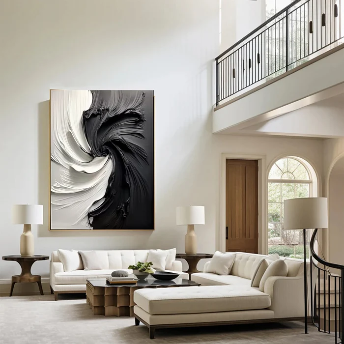Monochrome Whirl Abstract Painting
