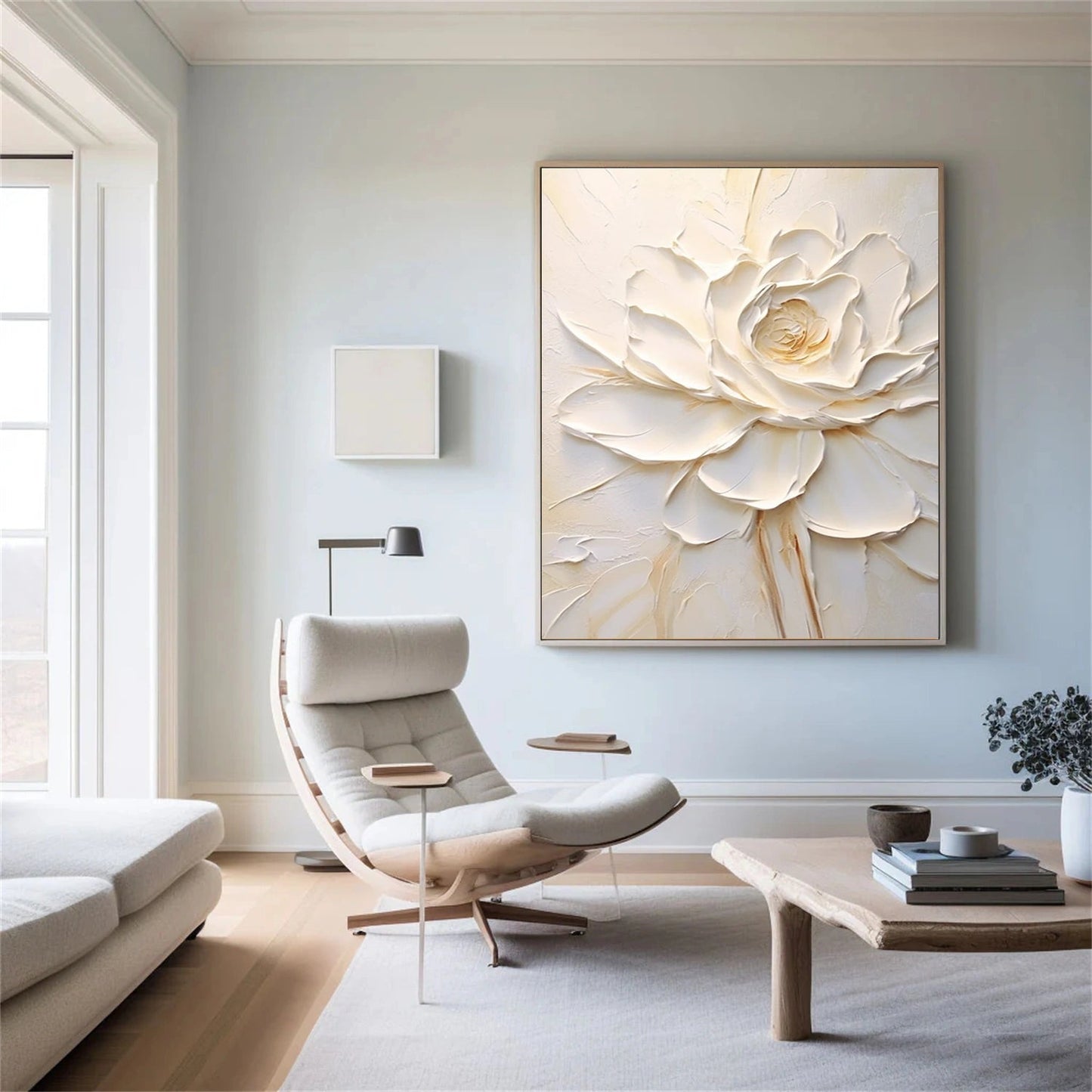 Pure Ivory Blossom Abstract Painting