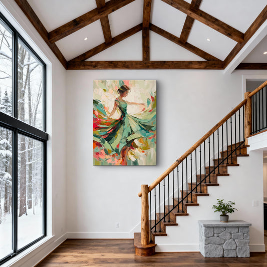 Emerald Ballerina Impasto Canvas Art